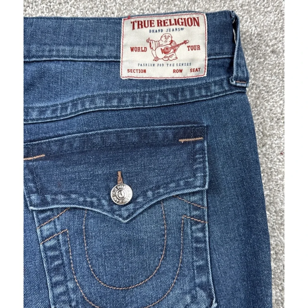 True Religion Rocco Jeans Men's 34 Blue Relaxed Skinny Stretch Denim